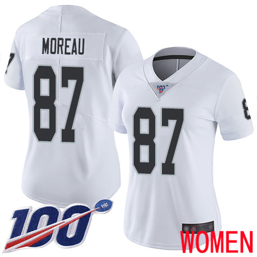 Oakland Raiders Limited White Women Foster Moreau Road Jersey NFL Football 87 100th Season Vapor Jersey